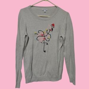 Womans J Crew Mercantile christmas Flamingo sweater